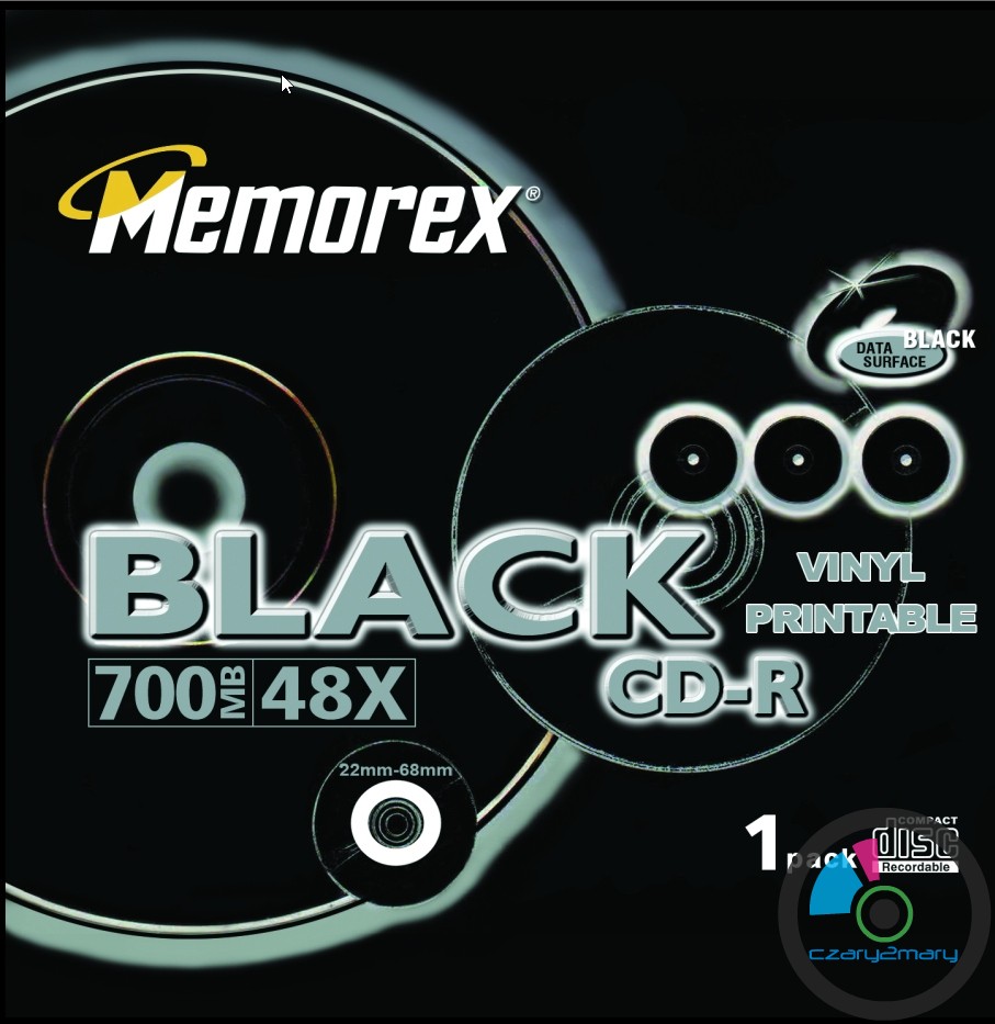 Memorex CD-R 700MB Black Vinyl Printable 1szt. czary2mary