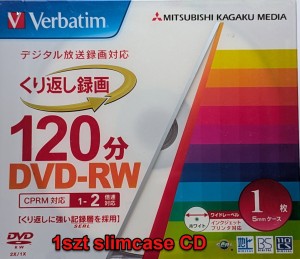 Verbatim DVD-RW x1-x2 Printable Japan wielokrotny zapis 1szt slim case CD